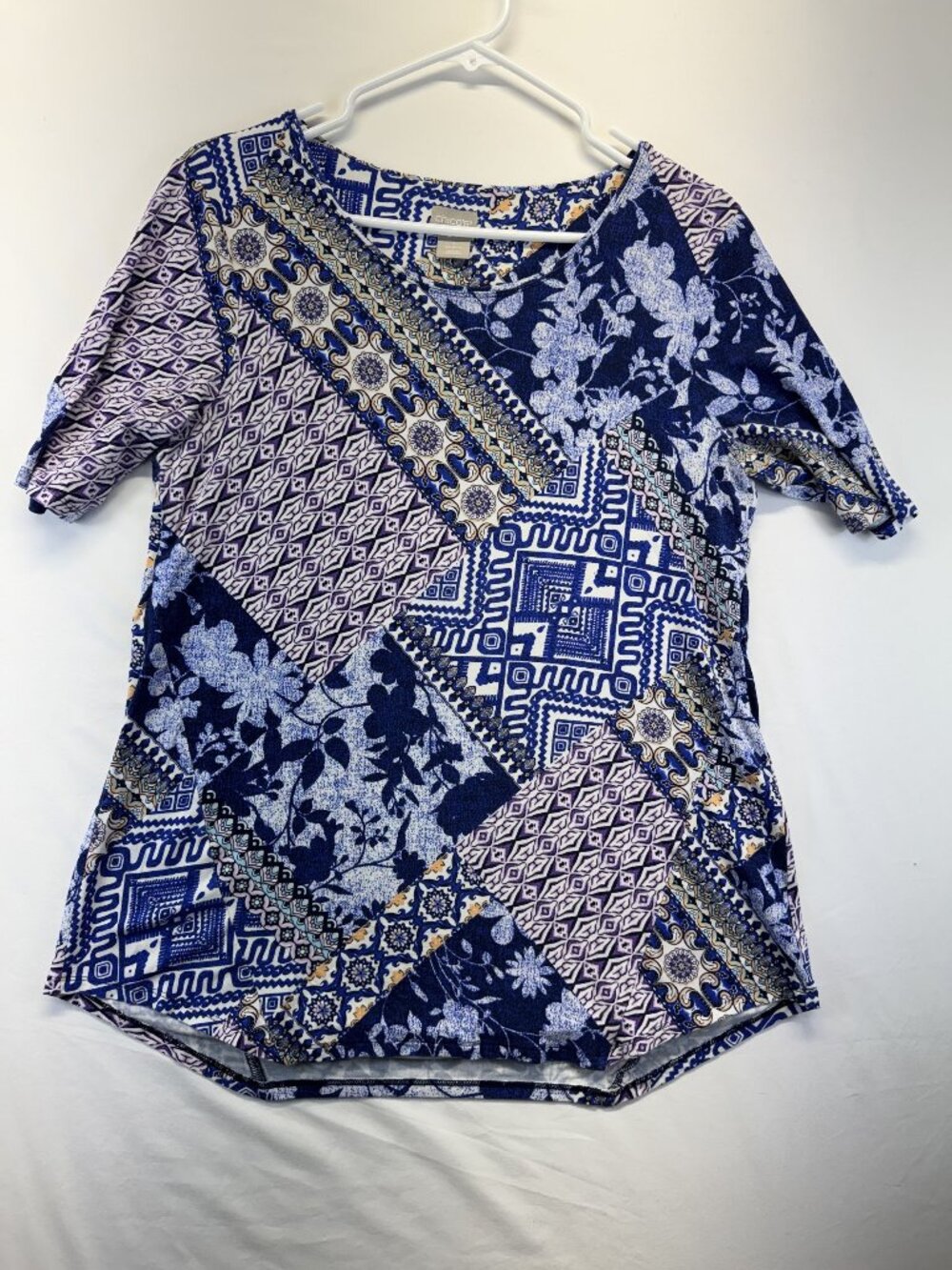 Chico's Womens Boho-chic Blouse Sz 1 Short Sleeve